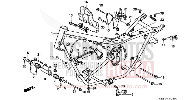 CARROSSERIE DE CHASSIS de CA125 REBEL MYSTERY RED METALLIC (R231) 1999